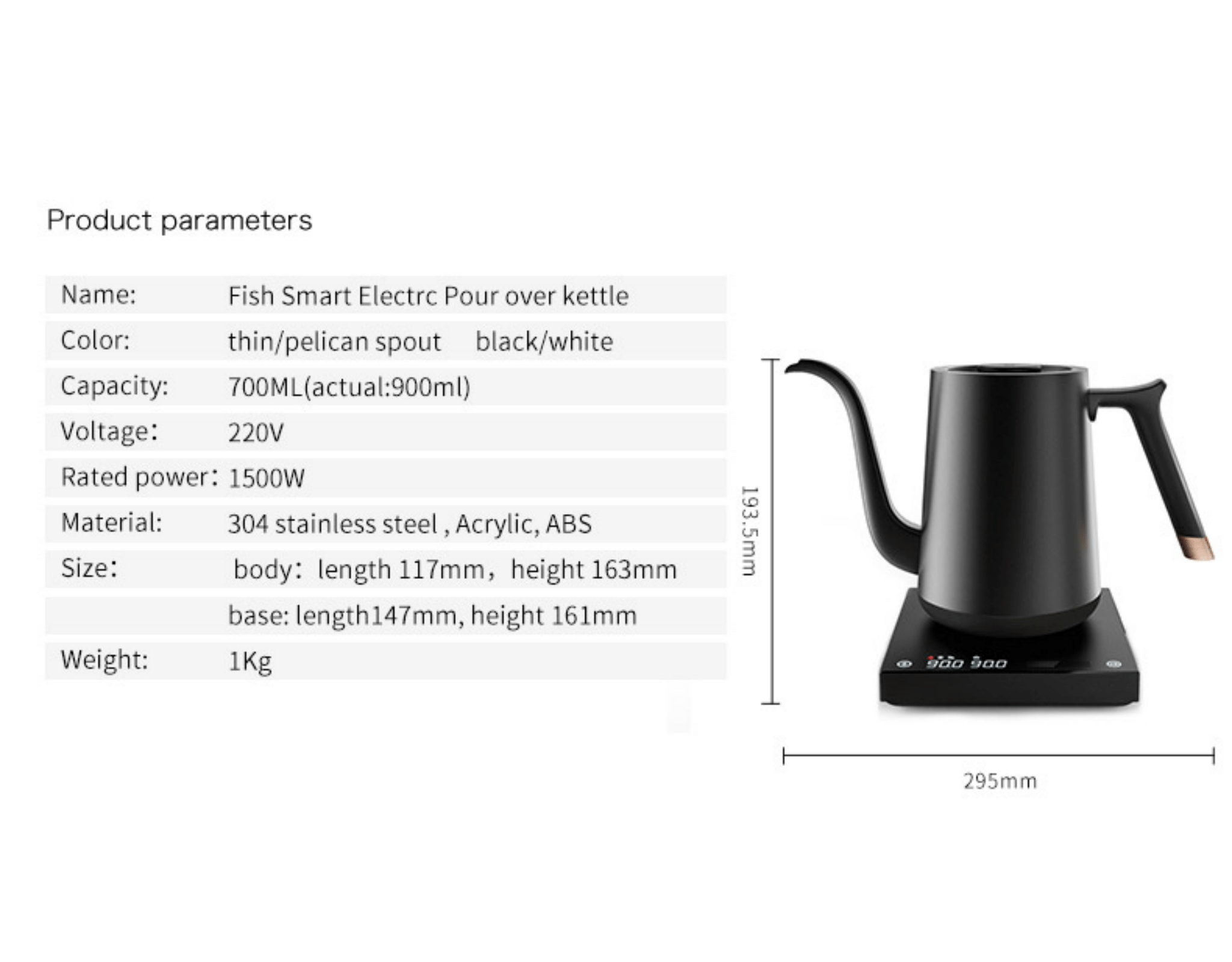 220v Electric Pour Over Kettle Smart Temperature Control Hand